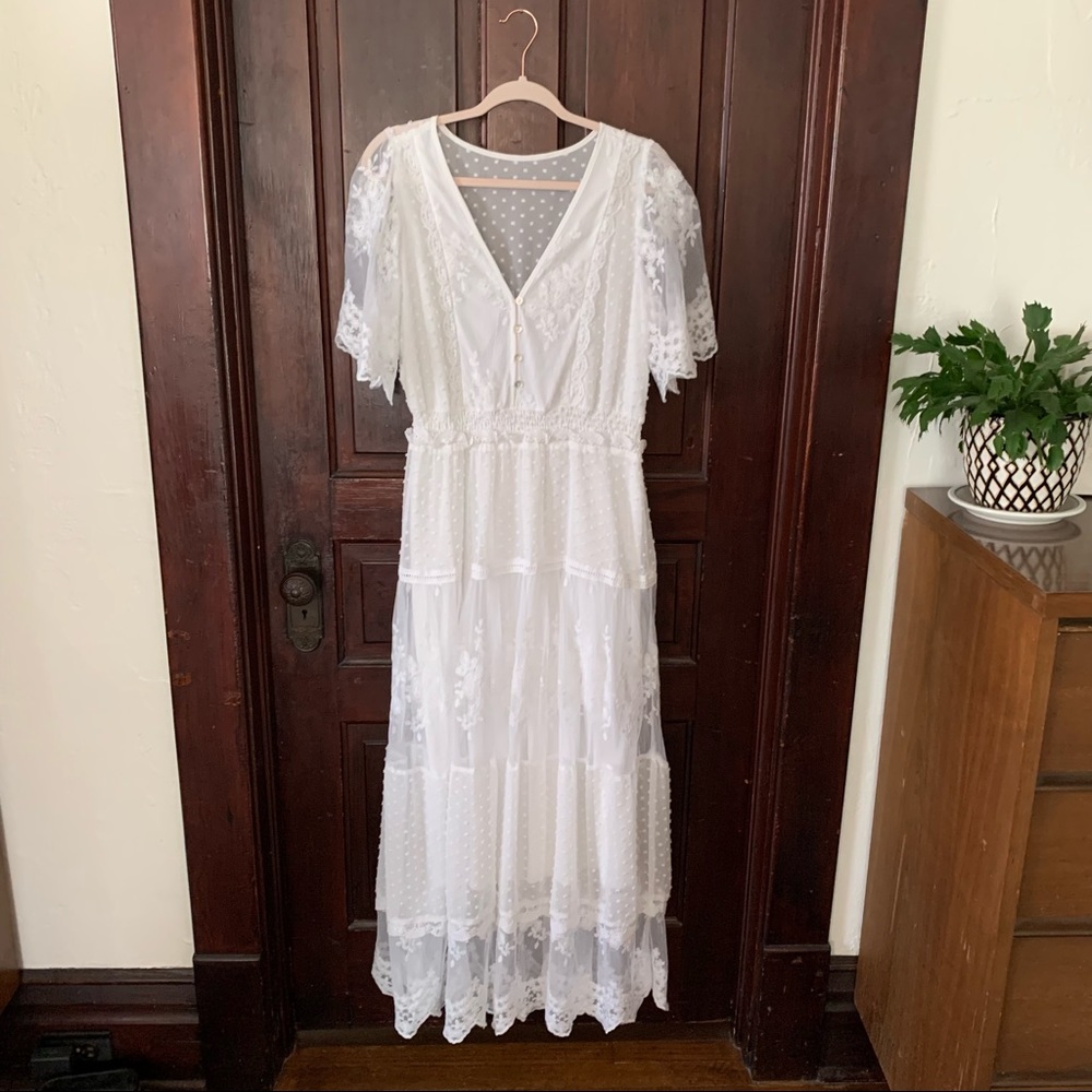 White lace maxi dress size xl
